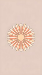 Modern Minimalist Sunburst Line Art Wallpaper in Muted Tones