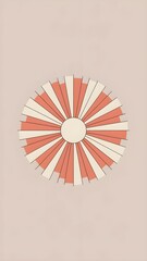 Modern Minimalist Sunburst Line Art Wallpaper in Muted Tones
