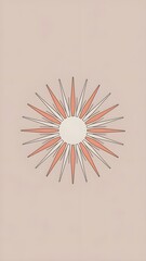 Modern Minimalist Sunburst Line Art Wallpaper in Muted Tones