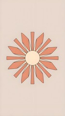 Modern Minimalist Sunburst Line Art Wallpaper in Muted Tones