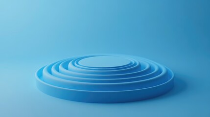 Obraz premium Serene Blue Circles: 3D Rendering of Concentric Rings with a Ripple Effect in a Minimalistic Abstract Design