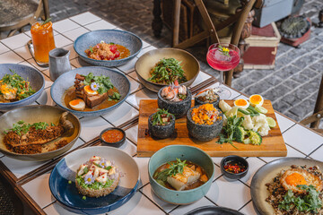 Lavish Gourmet Feast Featuring a Variety of Culinary Creations