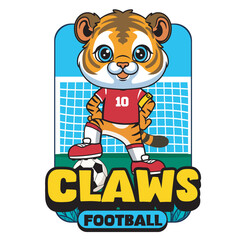 Vector Illustration of Tiger Playing Football with Retro Mascot Illustration Available for Tshirt Design
