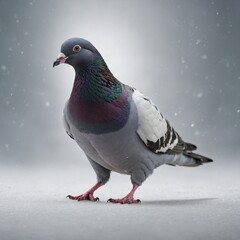Naklejka premium A pigeon is a medium-sized bird belonging to the family Columbidae, which includes doves. Pigeons are found in a wide variety of environments worldwide, ranging from cities to forests. 