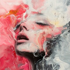 Abstract Expressionist Portrait of a Woman: Ethereal and Intense