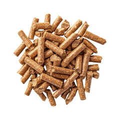 Wood pellet cat litter box filler. Isolated on transparent background.
