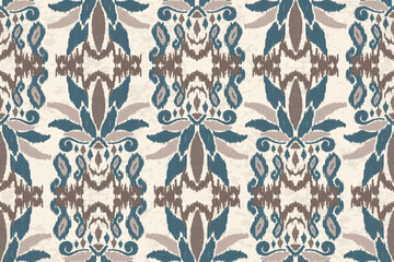 Damask seamless background vector illustration. Ikat floral embroidery traditional. Aztec style, baroque, hand-drawn pattern. Design for texture, fabric, clothing, wrapping, decoration, print,scarf