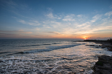 Sunset on the beach in Marina Di Ragusa in  Sicily