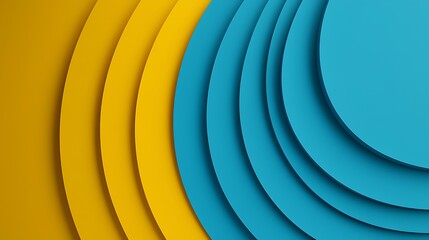 Abstract design featuring layered circles in vibrant yellow and blue tones, creating a dynamic and modern aesthetic.