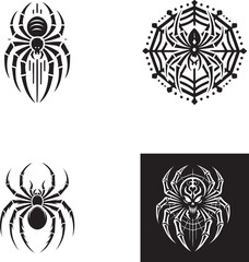 Spider Silhouettes Set - Black Arachnid Vector Collection
