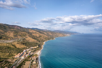 View from above of the coast in the area of ​​Santo Stefano di Camastra in Sicily