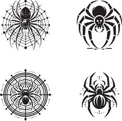Spider Silhouettes Set - Black Arachnid Vector Collection