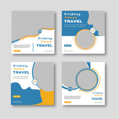 Travel tour social media post and Instagram design template