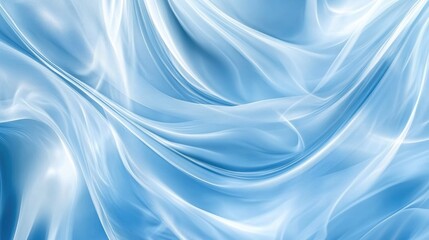 Elegant Blue Satin Fabric. Soft and Glossy Drapery with Wavy Texture