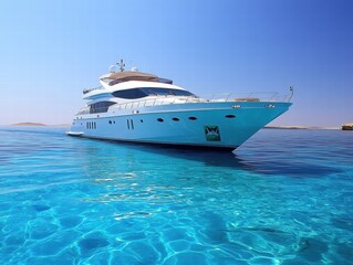 Fototapeta premium A large white boat is floating in the ocean