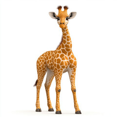 Fototapeta premium Meet the cutest giraffe ever! A charming 3D render of a young giraffe, standing tall and looking directly at you. So adorable!