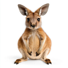Obraz premium Sweet joey kangaroo, adorable pose, fluffy fur, big eyes. Pure cuteness!