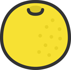 グレープフルーツのアイコン（線画カラー）のイラスト