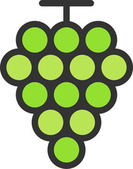 マスカットのアイコン（線画カラー）のイラスト