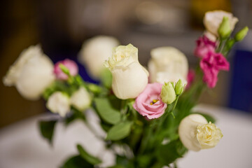 rose flower arrangement selective focus
