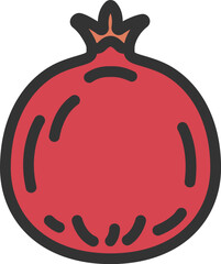 ざくろのアイコン（線画カラー）のイラスト
