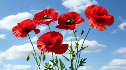 Obraz premium Vibrant field of red poppies a symbol of remembrance and sacrifice for anzac day commemoration