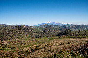 View of Etna volcano from Nicosia in Sicily