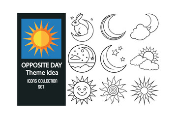 Fun Opposite Day  Editable Vector Symbols and Icons - Playful Graphics Collection 