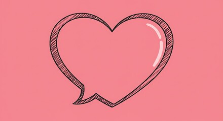 Pink Hand Drawn Heart Speech Bubble Love Romance Valentines