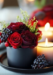 Obraz premium Candle arrangements creating a romantic atmosphere for intimacy, Valentine's Day, intimacy candles
