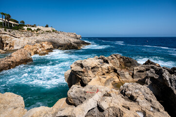 View of the coast of Syracuse in the Plemmirio area in Sicily