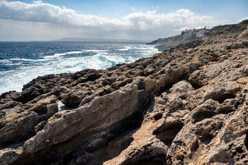 View of the coast of Syracuse in the Plemmirio area in Sicily