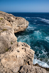 View of the coast of Syracuse in the Plemmirio area in Sicily