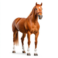 Obraz premium Majestic Chestnut Horse: A Stunning Portrait Against a Pure White Background