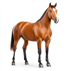 Fototapeta premium Majestic Chestnut Horse: A Stunning Portrait Against a White Background