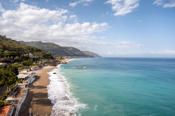 View of the Ionian coast from the Taormina area in Sicily