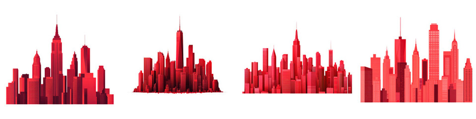Obraz premium Vibrant Architectural Cityscape of Digitally Reimagined Skyscrapers in Futuristic Red Hues Abstract and Stylized of a Futuristic City Landscape with Modern High Rise Buildings Towers