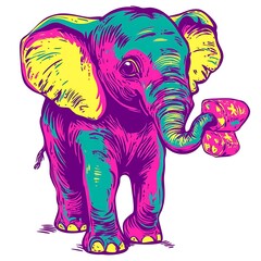 Obraz premium Cute elephant with colorful design