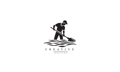 Swimming pool maintenance vector icon black Logo white background