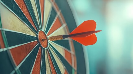 A close-up of a dartboard with a dart precisely hitting the bullseye, showcasing the game's focus and accuracy.