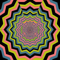 Colorful Zigzag Pattern Creating Optical Illusion Tunnel.