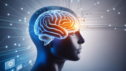 human brain processor symbolizes fusion human intelligence machine learning evolving technology big