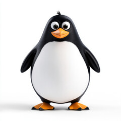 Adorable penguin, standing proudly, charming smile, against a white backdrop.