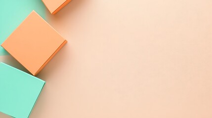 Fototapeta premium Pastel Colored Boxes on a Light Peach Background