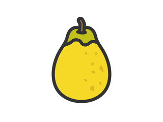 パパイヤのアイコン（線画カラー）のイラスト