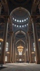 Fototapeta premium Grand Cathedral Interior: Serene Light and Architectural Grandeur