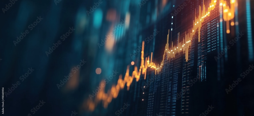 Aufkleber data visualization of stock market trends with glowing line graph representing financial growth and 