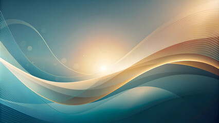 Obraz premium Abstract Wave Background. Golden Glow and Blue Hues