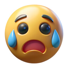 Fototapeta premium crying face Emoji 3d icon in cartoon plastic style minimal isolated on transparent white background, clipping path
