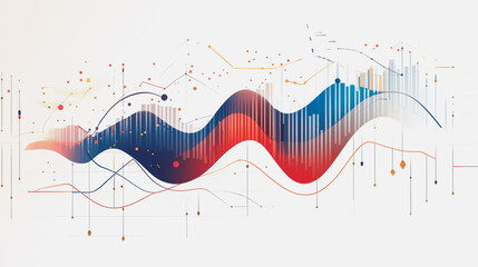 Obraz premium Abstract white background with Colorful charts and graphs with statistics to innovative analyze business potential and forecast future development of companies growth.